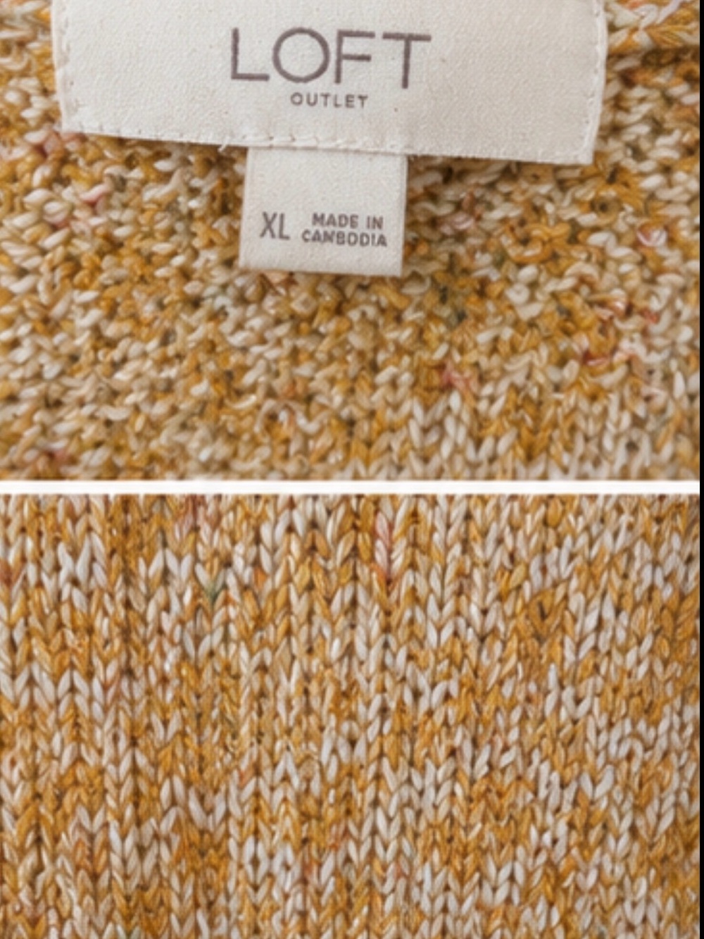 LOFT Outlet Marled Yellow Open Front Cardigan Sweater XL - Picture 3 of 4